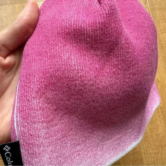 Columbia Pink and White Ombré Beanie Winter Hat, One Size - Picture 12 of 15